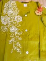 Olive Green Embroidered Kurta Pant Set - Image 2